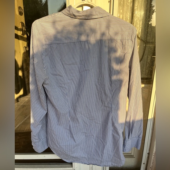 Jacob | women’s blue & white cotton pinstripe button down shirt - Picture 6 of 8